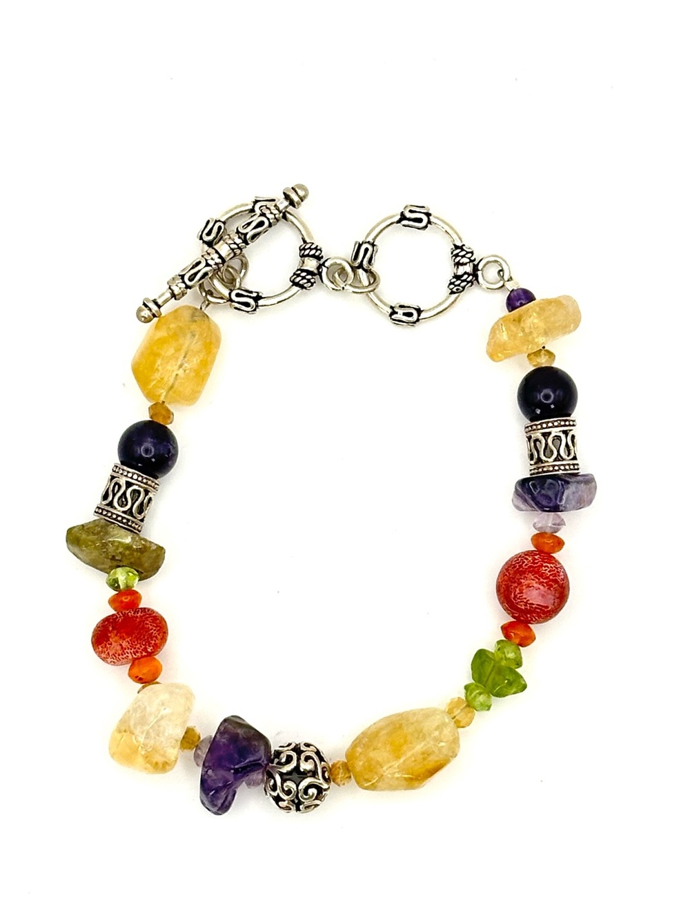 Silpada Retired Vintage B1035 Sterling Silver Natural Stone Toggle Bracelet